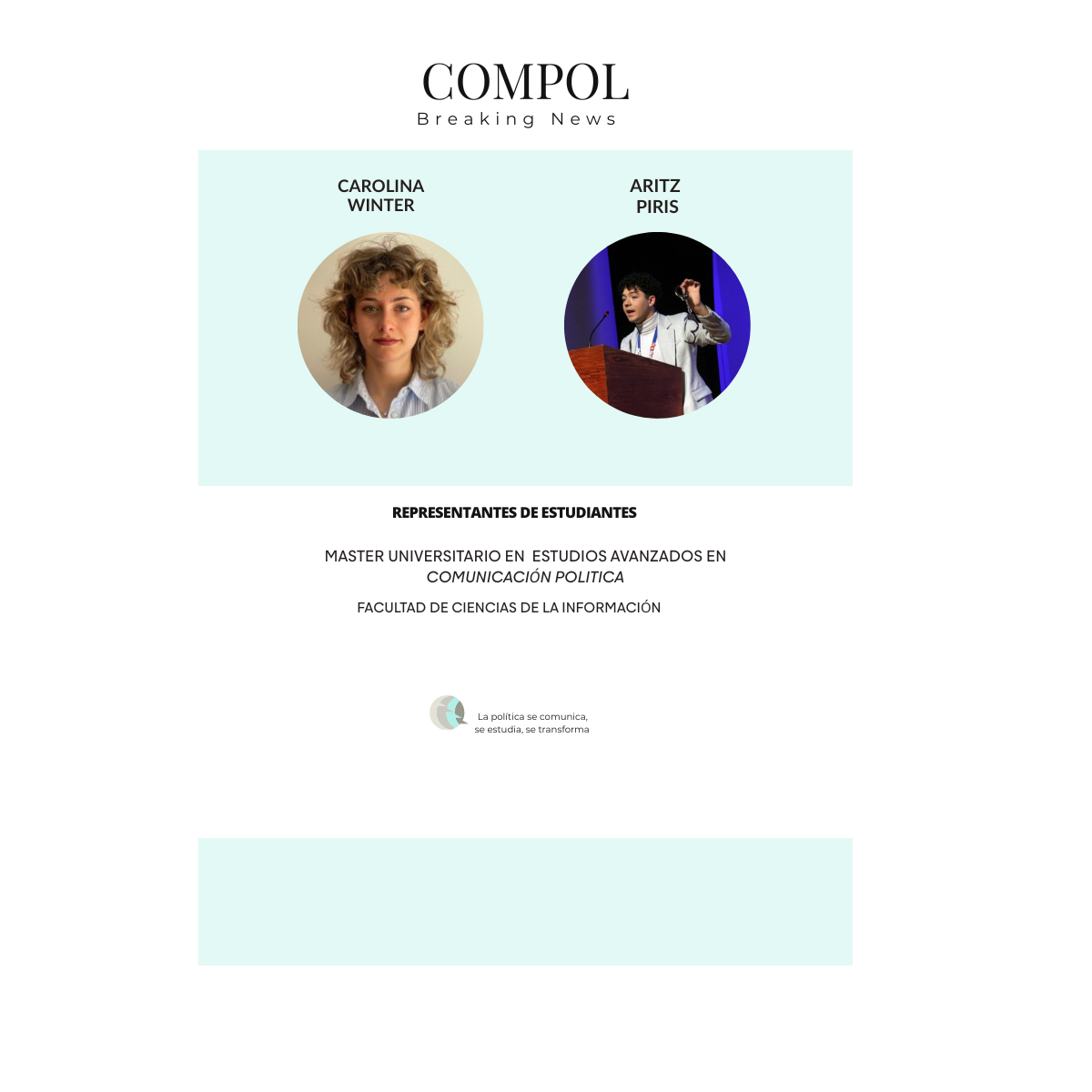 Ya tenemos representantes de estudiantes en el Máster ComPol